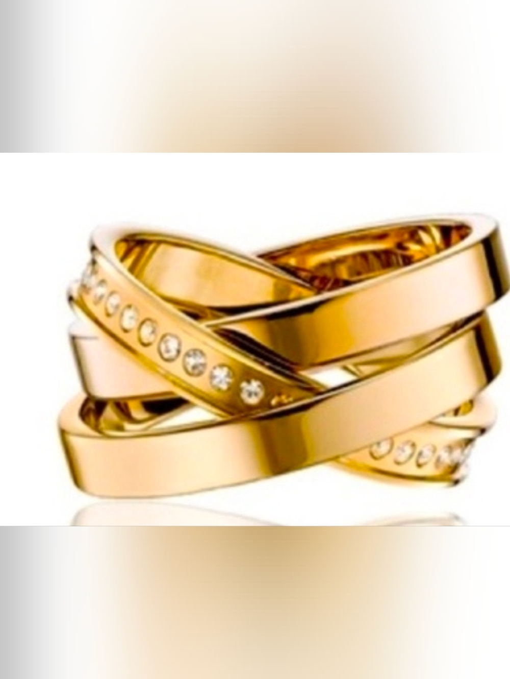 NEW Vita Fede Cassio 24K Gold Plated Pave Swarovski Stackable Ring Trio